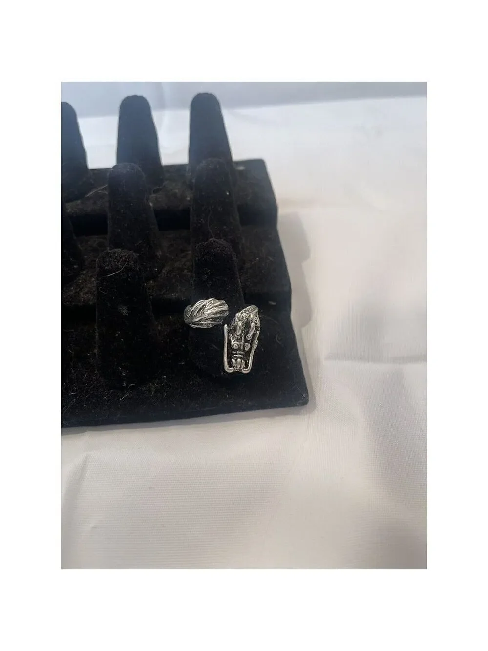 Vintage Chinese Dragon 3D Ring Silver Tone Size 8